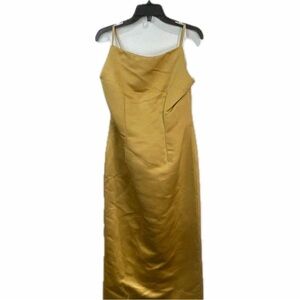 Vintage 1990s Watters & Watters Gold Satin Slip Dress NWT Size 10 | Made in USA